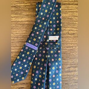 BLVGARI Italy Authentic 7-Fold Sevenfold Silk Tie Teal‎ Blue Medallion 60x3.75